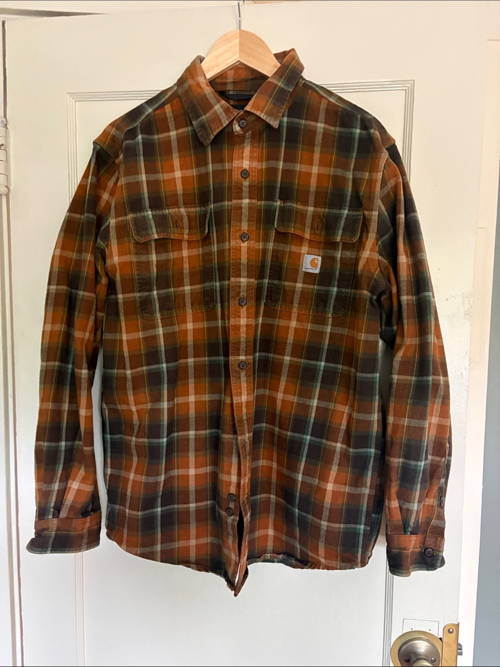 Carhartt Men's Plaid Work Shirt Jacket - Orange, Green, Cream